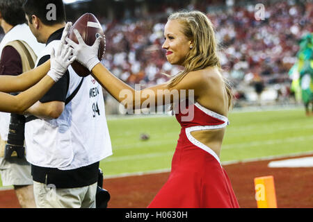 Palo Alto, California, USA. Xvii Sep, 2016. A Stanford Dollie intoppi un errante calcio dal campo di gioco nella NCAA Football azione presso la Stanford University, dotati di USC Trojans visitando la Stanford cardinale. Stanford ha vinto il gioco, 27-10. © Seth Riskin/ZUMA filo/Alamy Live News Foto Stock