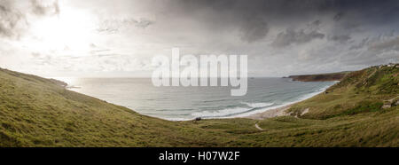 Immagine di panorama di sennen cove in Cornovaglia Foto Stock