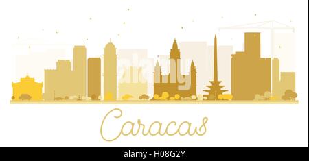 Caracas skyline della città golden silhouette. illustrazione vettoriale. semplice piatto concetto per il turismo presentazione, banner, cartellone Illustrazione Vettoriale