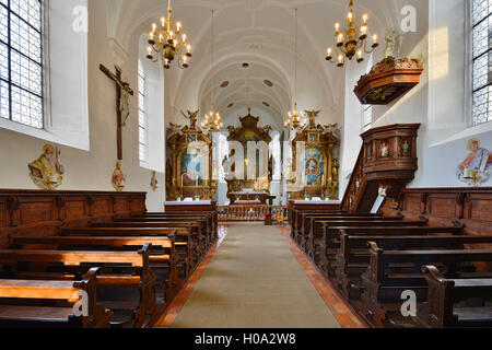 Interno della chiesa del castello, Castello Freundsberg, Schwaz, in Tirolo, Austria Foto Stock