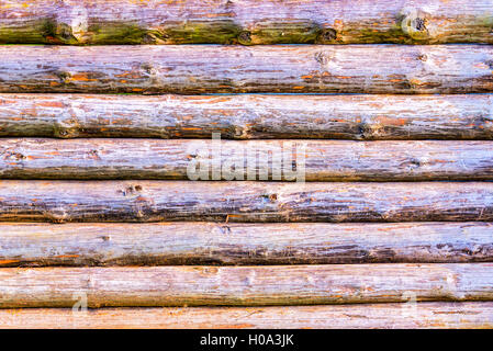 Log in legno sfondo a parete Foto Stock