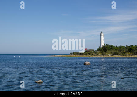 Il Lighthouse e Lange Erik presso il punto nord dell'isola svedese Oland nel Mar Baltico Foto Stock