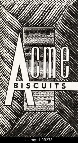 Pubblicità Pubblicità biscotti Acme originale vecchia vintage annuncio dalla lingua inglese magazine pubblicato in India datata 1945 Foto Stock