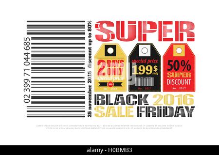 Set di venerdì nero etichette. vettore, banner pubblicitario modello. novembre, una vendita speciale promo stickers design. super discount t Illustrazione Vettoriale