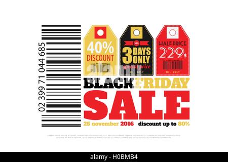 Set di venerdì nero etichette. vettore, banner pubblicitario modello. novembre, una vendita speciale promo stickers design. super discount t Illustrazione Vettoriale
