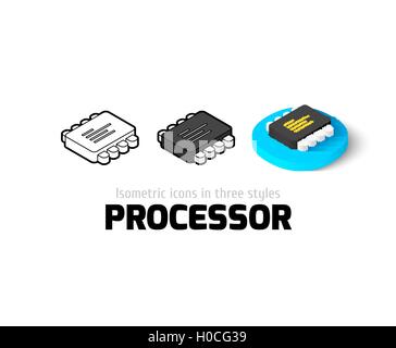 Icona del processore in stile differente Illustrazione Vettoriale