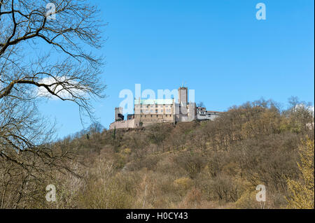 Il castello di Wartburg, Eisenach, Turingia, Germania, Europa Foto Stock