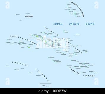 Polinesia francese mappa Illustrazione Vettoriale