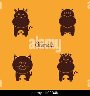 Simpatici animali sagome Illustrazione Vettoriale