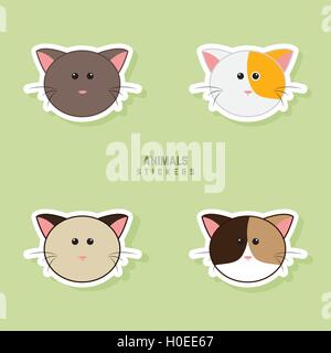 Facce di gatti svegli Illustrazione Vettoriale