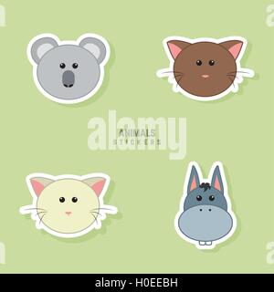 Simpatici animali volti Illustrazione Vettoriale