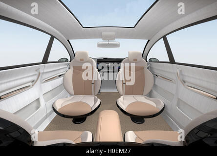 Auto-guida SUV concetto interno. Il rendering 3D'immagine. Foto Stock