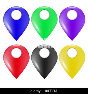 Set di marcatori colorati icone isolato Illustrazione Vettoriale