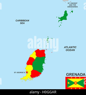 Mappa di Grenada Foto Stock