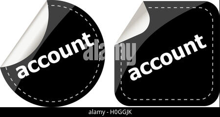 Conto nero set di adesivi, pulsante a icona Foto Stock