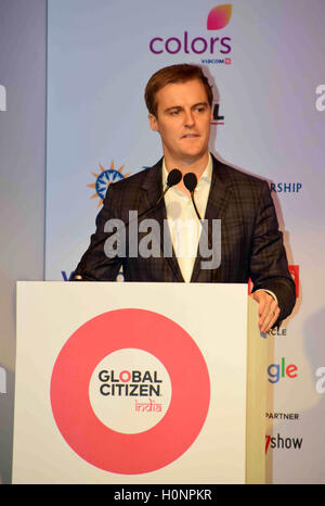 Hugh Evans cittadino globale conferenza stampa di lancio cittadino globale Festival ha ospitato l'istruzione globale Leadership Foundation Mumbai Foto Stock