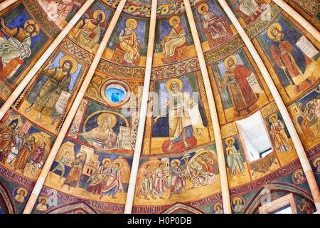 Affreschi romanici all'interno della cupola del Battistero Romanico di Parma, circa 1196, (il Battistero di Parma), Italia Foto Stock