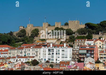 Vista della città per il castello di Lisbona Portogallo Foto Stock