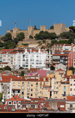 Vista della città per il castello di Lisbona Portogallo Foto Stock