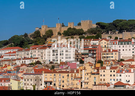 Vista della città per il castello di Lisbona Portogallo Foto Stock