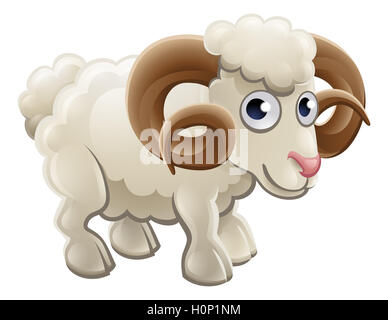 Un cartoon carino ram farm carattere animale Foto Stock