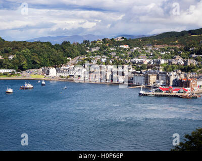 Il lungomare e il North Quay dal pulpito Hill Oban Argyll and Bute Scozia Scotland Foto Stock