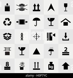 Consegna le icone di silhouette Illustrazione Vettoriale