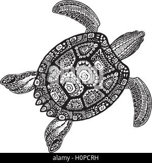 Turtle tribali etnici stile ornamento decorativo. Illustrazione Vettoriale Illustrazione Vettoriale