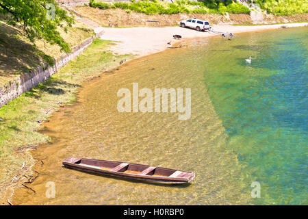 Fiume Korana, spiaggia di Karlovac, nord della Croazia Foto Stock