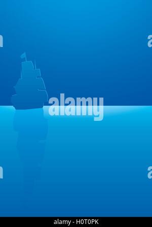 Nave a vela nella notte estiva Illustrazione Vettoriale