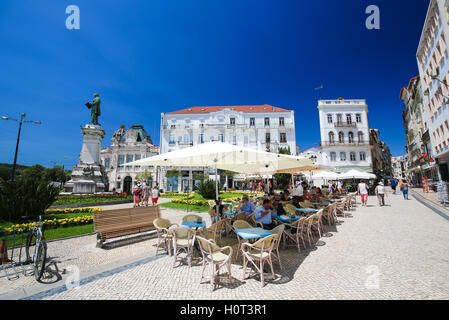 Joaquim Antonio de Aguiar monumento al Largo da Portagem di Coimbra, in Portogallo. Egli è stato un eminente uomo politico portoghese. Foto Stock