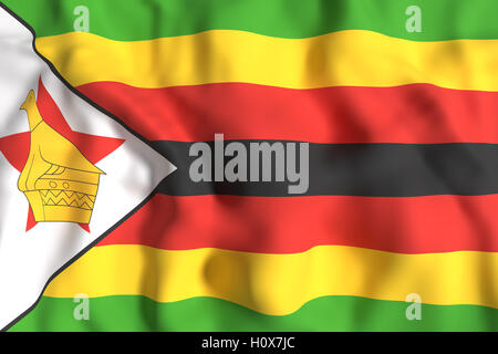 3D rendering della Repubblica di Zimbabwe bandiera sventola Foto Stock