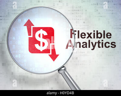 Il concetto di business: finanza e flessibile di analisi con il vetro ottico Foto Stock