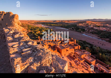 Ait Benhaddou fortezza vicino a Ouarzazate, Marocco Foto Stock