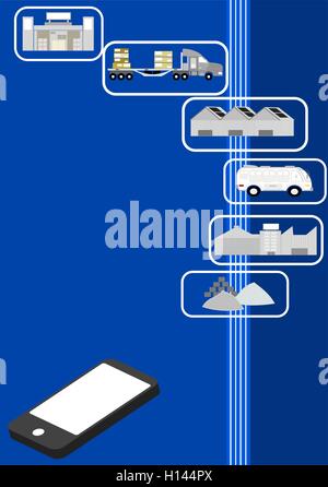 Perturbare sulla catena di fornitura processo industriale. Moderna vigilanza SCM. Illustrazione Vettoriale