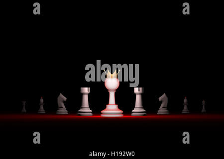 Carriera di prompt. In piedi fuori dalla folla.Sfondo nero formato con testo libero spazio. Il rendering 3D'illustrazione. Foto Stock