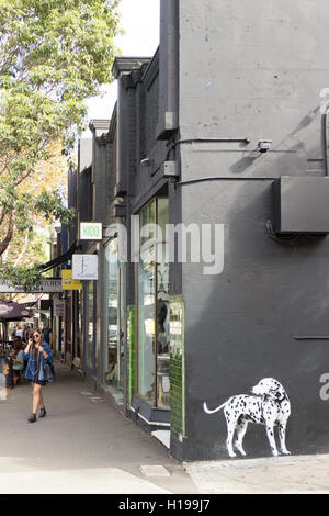 Cane dalmata murale su Crown Street Surry Hills Sydney Australia Foto Stock