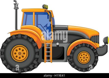 Trattore giallo cartoon per la progettazione Illustrazione Vettoriale
