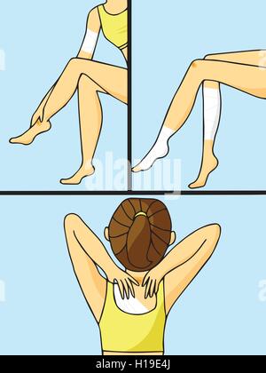 Vettore di donna con dolore a varie parti del corpo Illustrazione Vettoriale