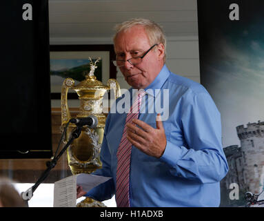 Llyn Brenig Visitor Centre, Cerrigydrudion, Galles. Il 22 settembre, 2016. Rally Galles GB Media Day. Dilwyn Roberts, leader di Conwy consiglio. Credito: Azione Sport Plus/Alamy Live News Foto Stock