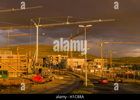 Sito di costruzione di nuove case in un sobborgo di Reykjavik, Mosfellsbaer, Islanda Foto Stock