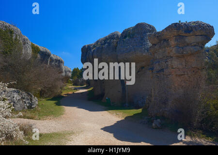Ciudad Encantada, città incantata, formazioni rocciose, Serrania de Cuenca, Provincia Cuenca, Castilla-La Mancha, in Spagna. Foto Stock