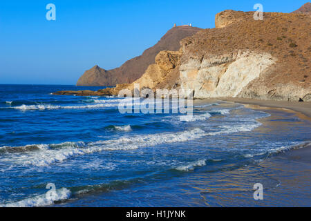 Cala de la Media Luna, Cabo de Gata, Riserva della Biosfera, Ensenada de la Media Luna, Cabo de Gata-Nijar parco naturale, Almeria, Spagna, Europa. Foto Stock