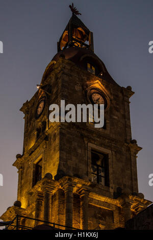 Roloi clock tower, Rodi città vecchia Foto Stock