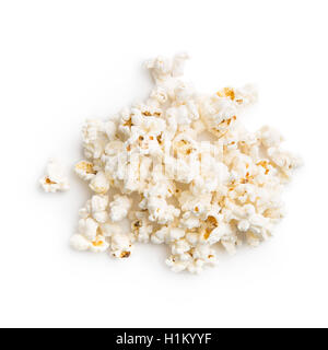 Gustosi piatti salati popcorn isolati su sfondo bianco. Foto Stock
