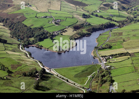 Vista aerea del serbatoio Ponden a Stanbury vicino a Keighley, West Yorkshire, Regno Unito Foto Stock
