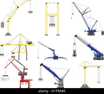 Set di gru da cantiere Illustrazione Vettoriale