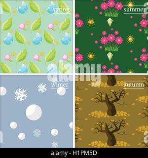 Vettore 4 stagioni gli sfondi di pattern Illustrazione Vettoriale