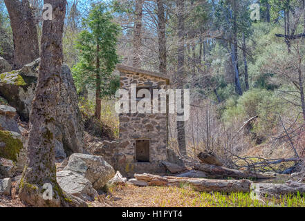 Storico edificio a stramazzo. Weir sito storico. Palomar Mountain State Park, California. Foto Stock