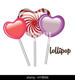 Tre lecca-lecca cuore sweet graphic Illustrazione Vettoriale